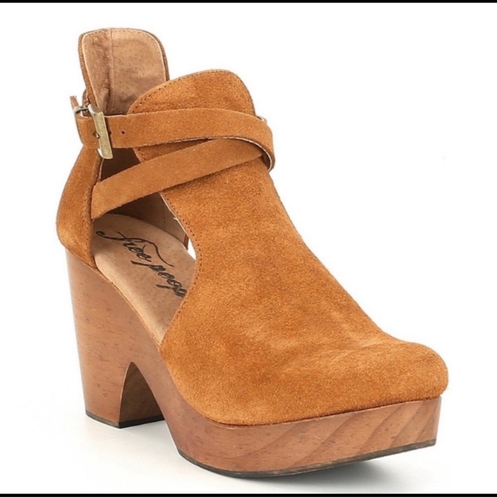 Free People Womens Yellow Taupe Suede Cedar Clog Shoes Size US 7/ 37 - Picture 2 of 15